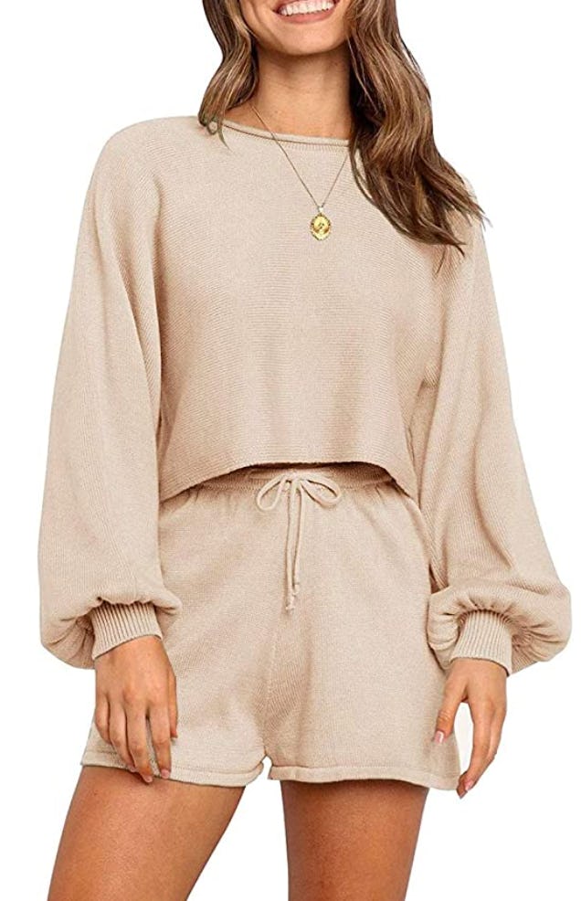 SYZRI Knit Cropped Sweater and Shorts Set (2-Piece)