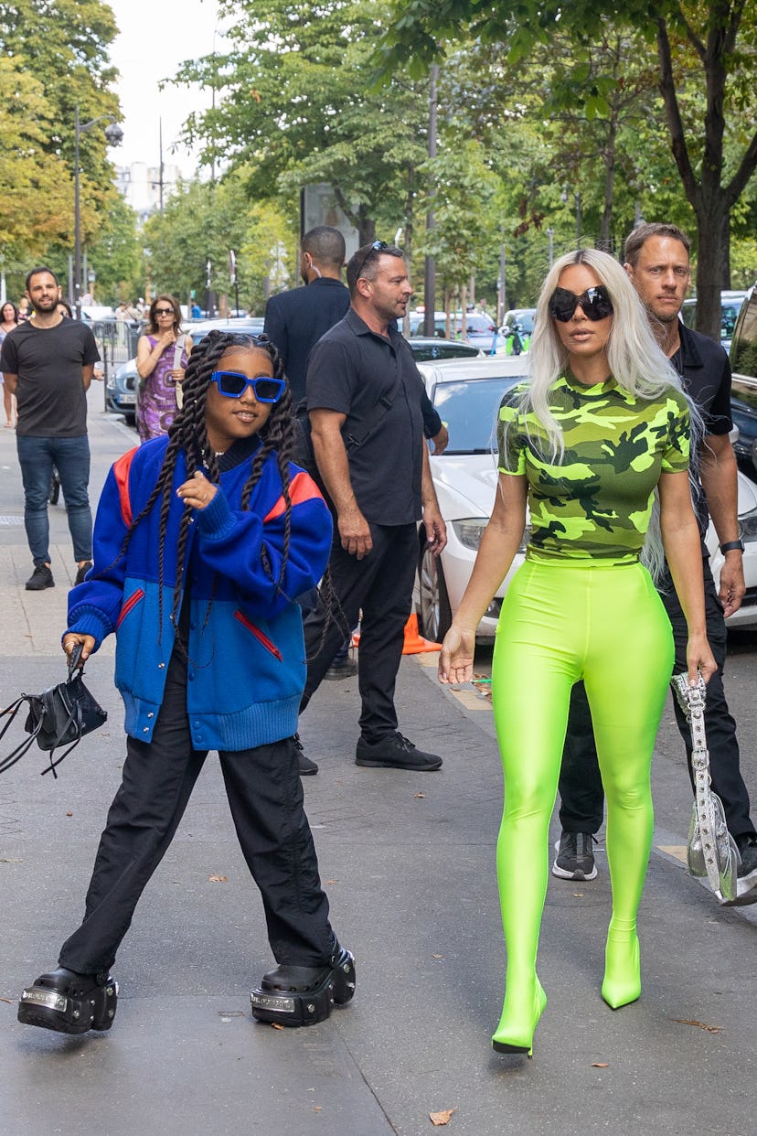 North West and Kim Kardashian out in Paris