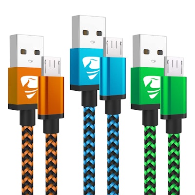 Aioneus Micro USB Android Fast-Charging 6-Foot Cables (3-Pack)