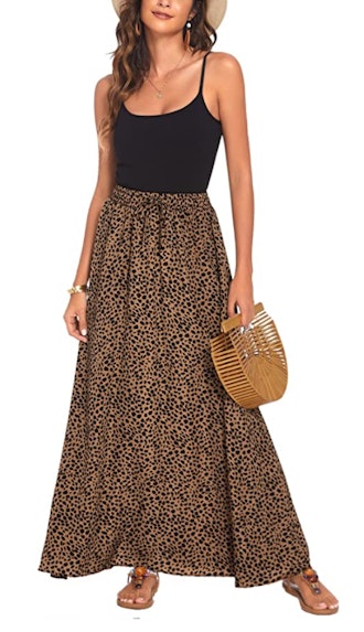 Bluetime Maxi Leopard Print Skirt