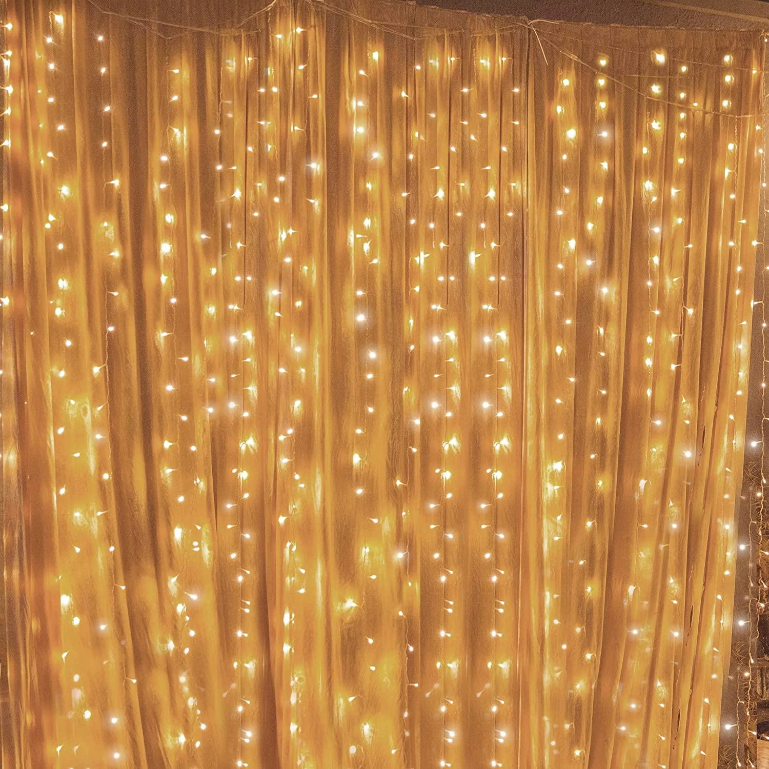 twinkle star window curtain string lights