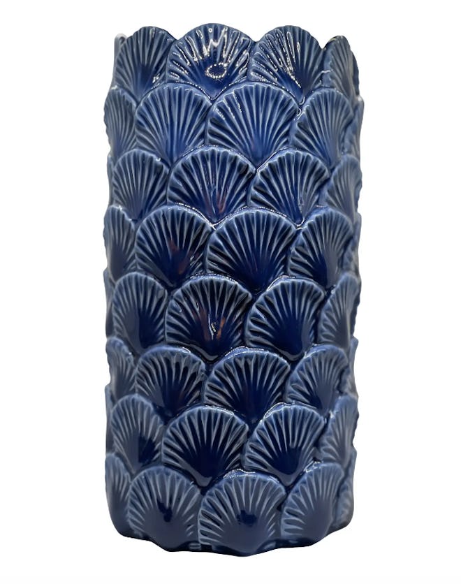 Ceramic Blue Italian Shell Vase