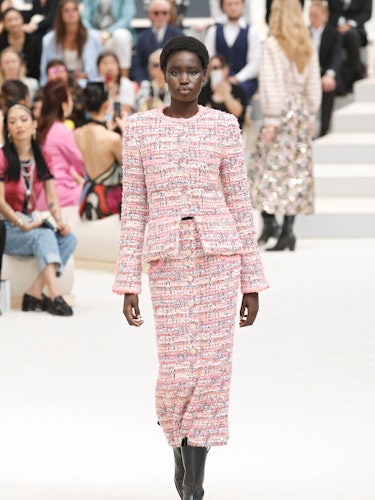 A model walks the runway during the Chanel Haute Couture Fall Winter 2022 2023 show as part of Paris...