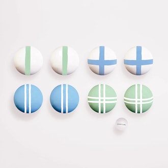 green and blue and white bocce set from sorbet