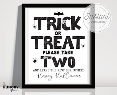 take 2 halloween trick or treat sign