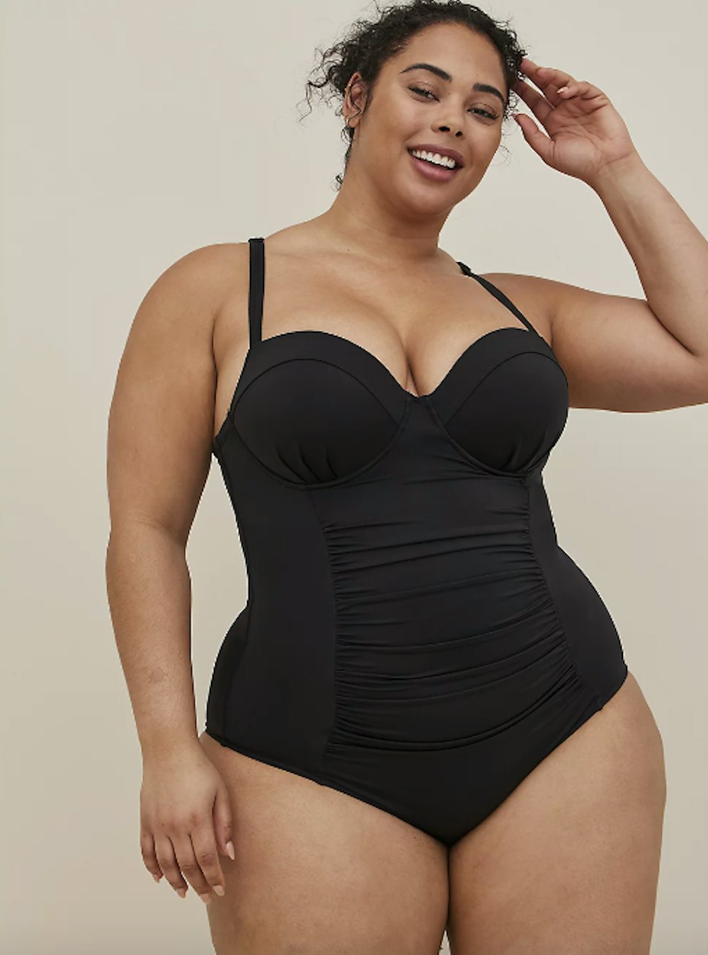 PUSH-UP UNDERWIRE ONE-PIECE SWIMSUIT WITH LATTICE BACK