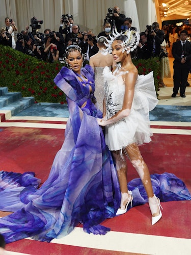 Teyana Taylor and Winnie Harlow attend the 2022 Costume Institute Benefit celebrating In America: An...