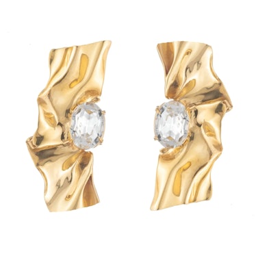 Sterling King Pleat Crystal Earrings