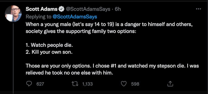 Screenshot of bad tweet from Scott Adams.
