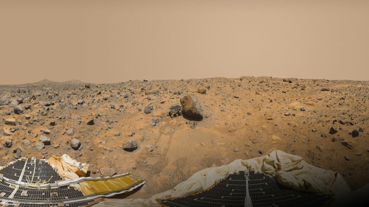 NASA's Mars Pathfinder Lander and the Sojourner Rover on Mars.