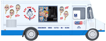 Ice cream truck for MSCHF's "Eat the Rich" popsicle campaign
