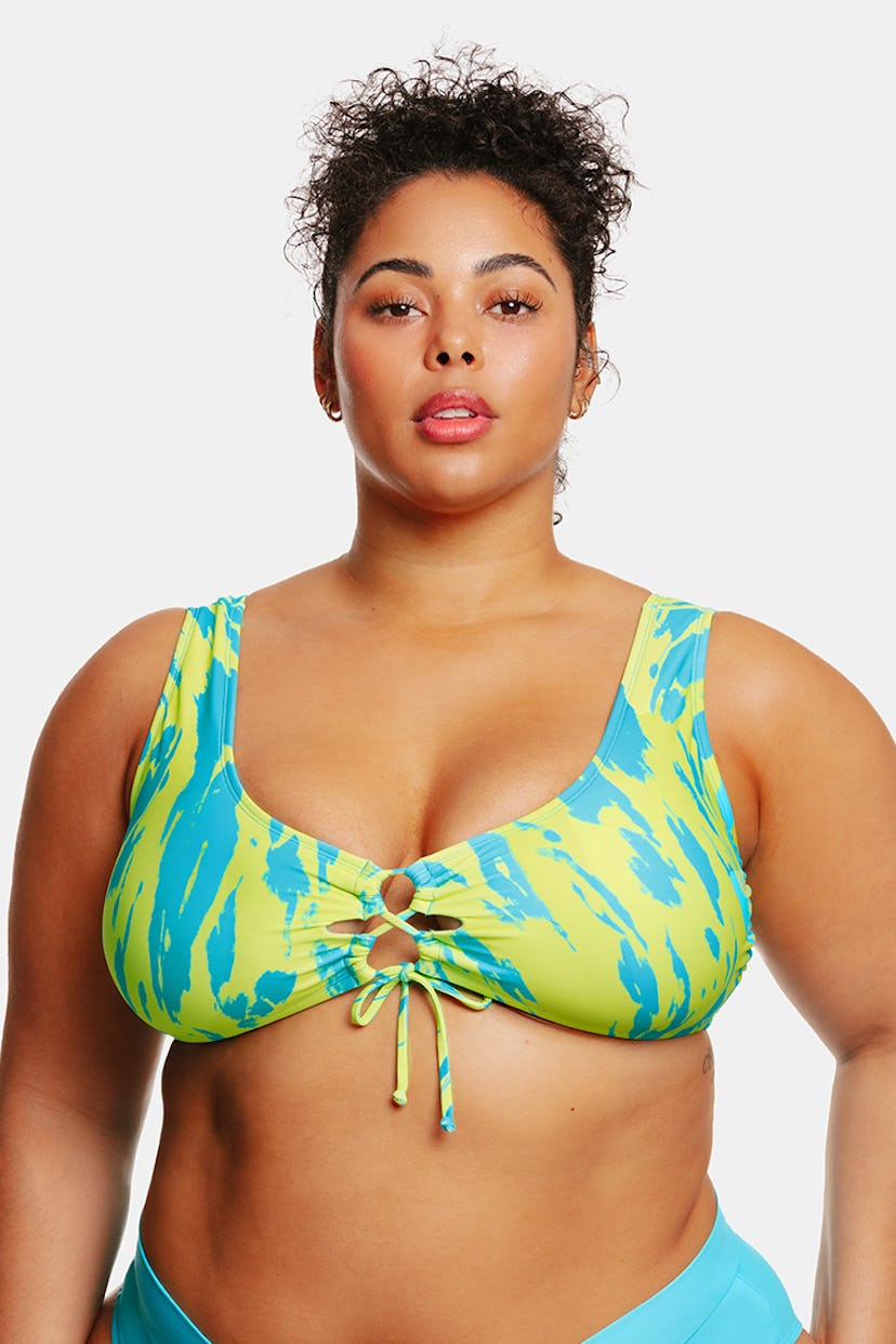 Art Walk Animal Strappy Front Bralette Plus Size Bikini Top