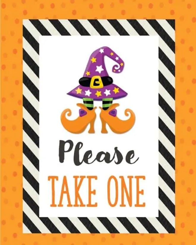 free printable take one halloween sign