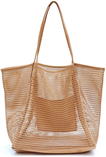 Mesh Beach Tote Womens Shoulder Handbag is the best lightweight beach bag.