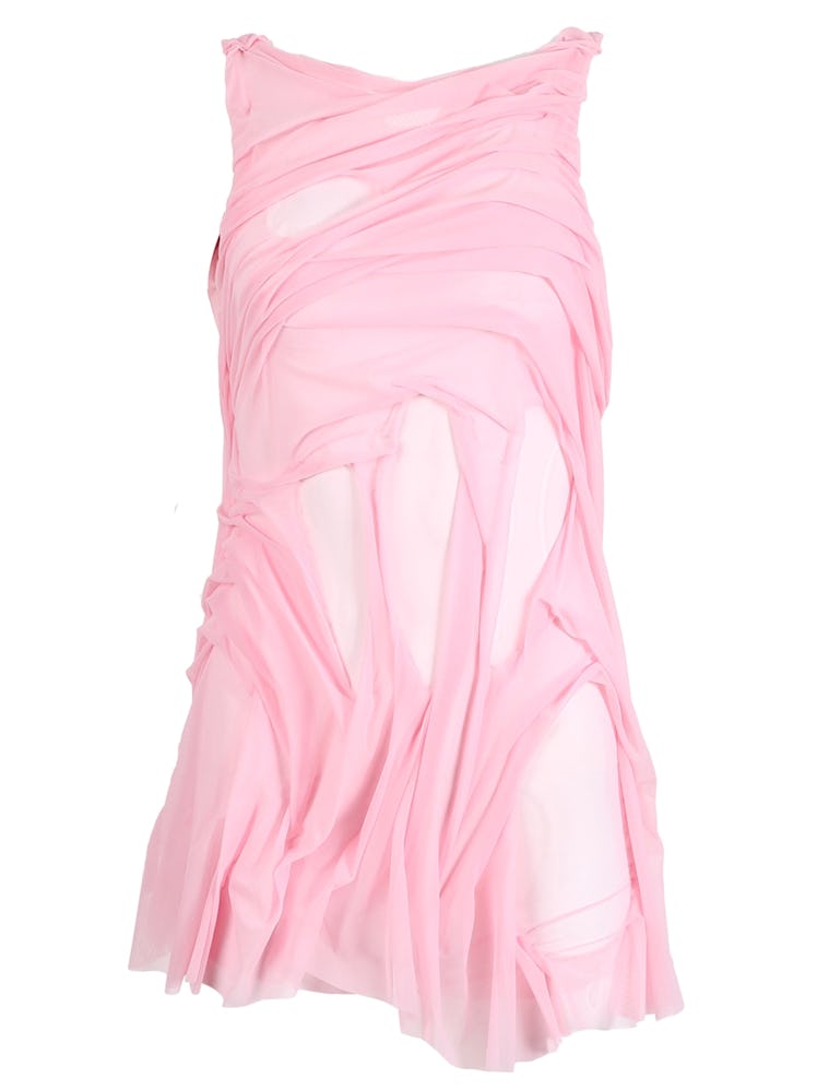 DI PETSA Mesh Wetlook Mini Dress Pink
