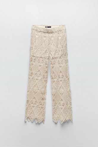 Zara off-white crochet pants