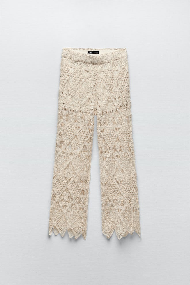 Zara off-white crochet pants