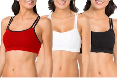 Fruit of the Loom Spaghetti Strap Cotton Pullover Sports Bras (3-Pack)