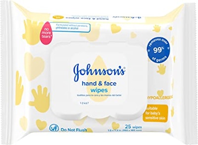 Johnson's Baby Hand & Face Cleansing Wipes are a product to make airplane trips with kids easier.