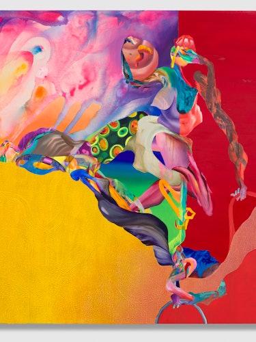 An abstract, boldly hued painting by Ilana Savdie