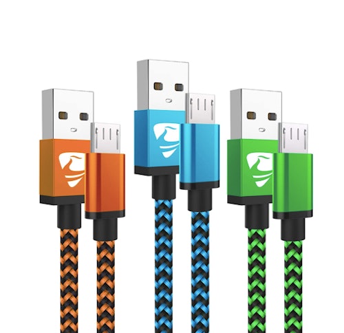 Aioneus Micro USB Android Fast-Charging 6-Foot Cables (3-Pack)