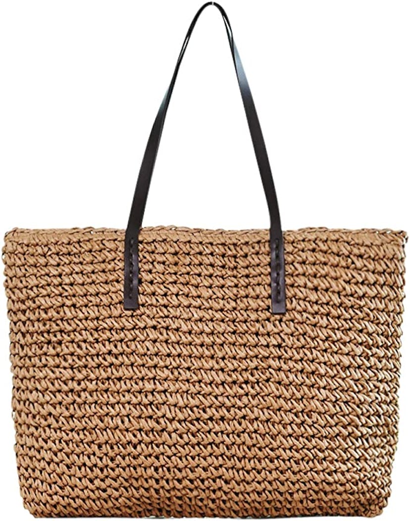 Ayliss Women Straw Woven Tote Large Beach Handmade Weaving Shoulder Bag Purse Straw Handbag