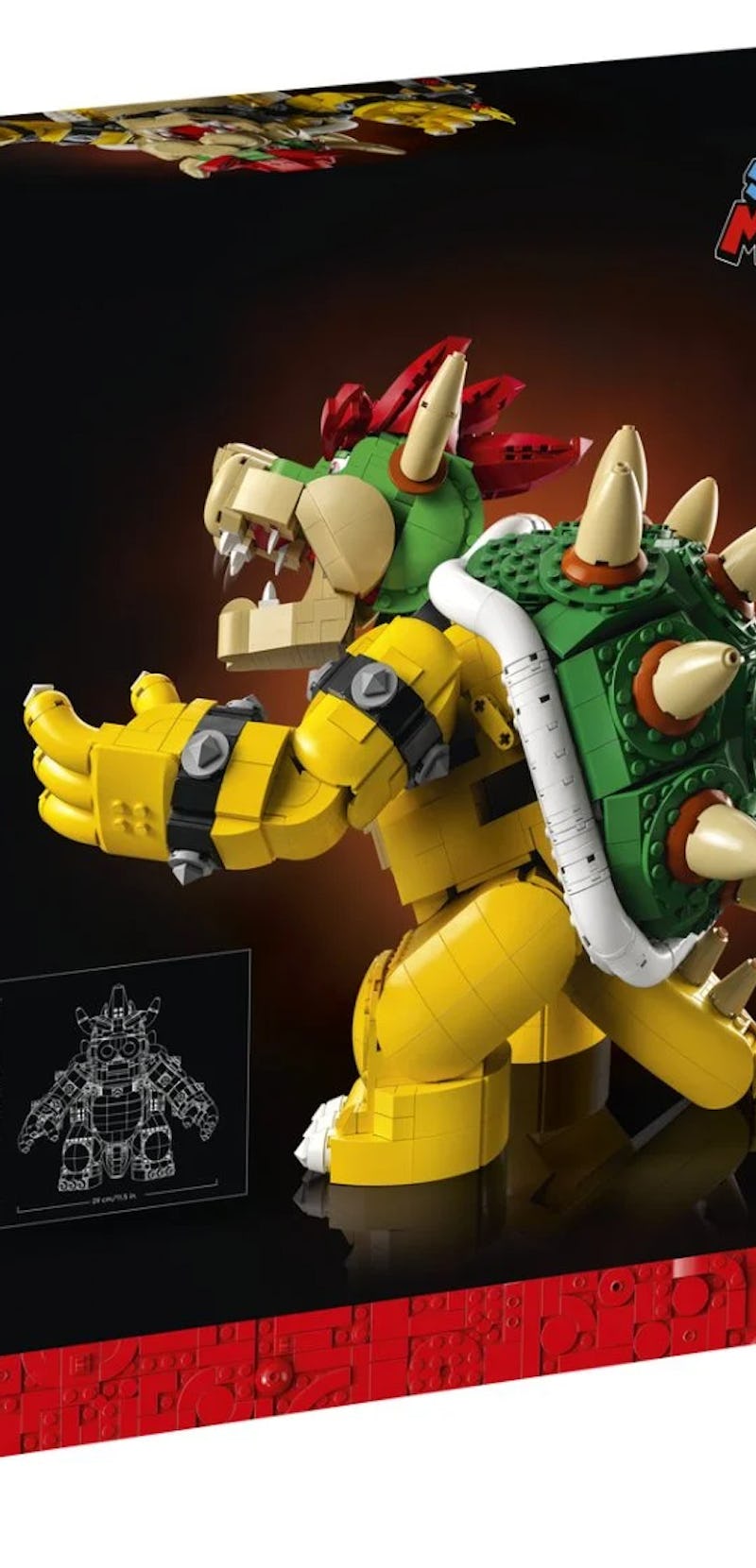 The packaging of the Mighty Bowser LEGO set