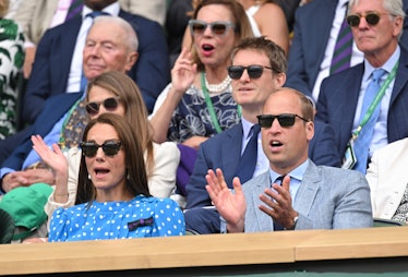 Kate Middleton and Prince William watching a Wimbledon match