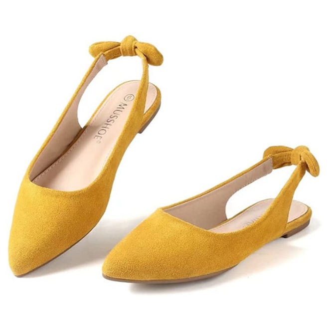 MUSSHOE Pointed Toe Slingback Flats