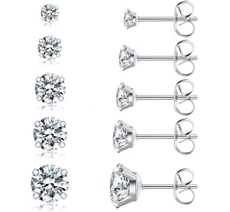 Wssxc Cubic Zirconia Stud Earrings (5 Pairs)