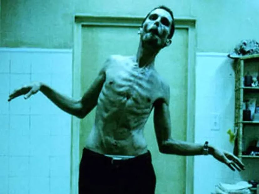 Christian Bale pictured visibly unhealthy and underweight in his 2004 movie "The Machinist"