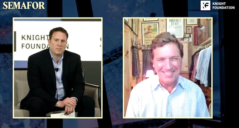 Ben Smith and Tucker Carlson on video call.