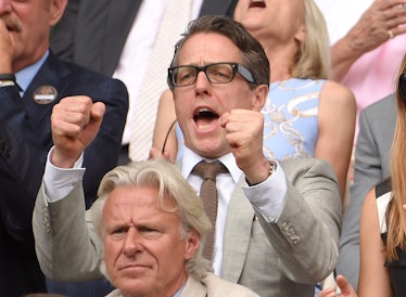 Hugh Grant cheering at Wimbledon