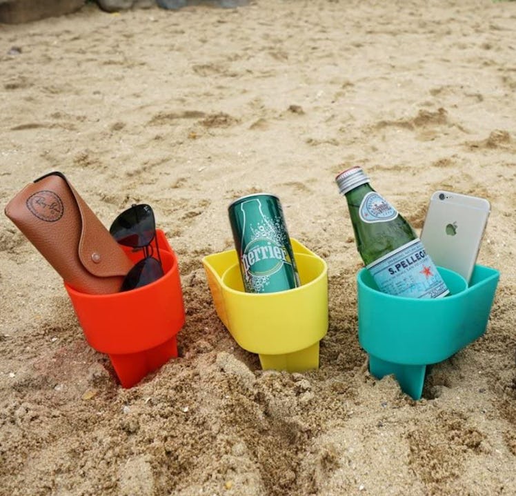 Home Queen Beach Cup Holder with Pocket (4-Pack)