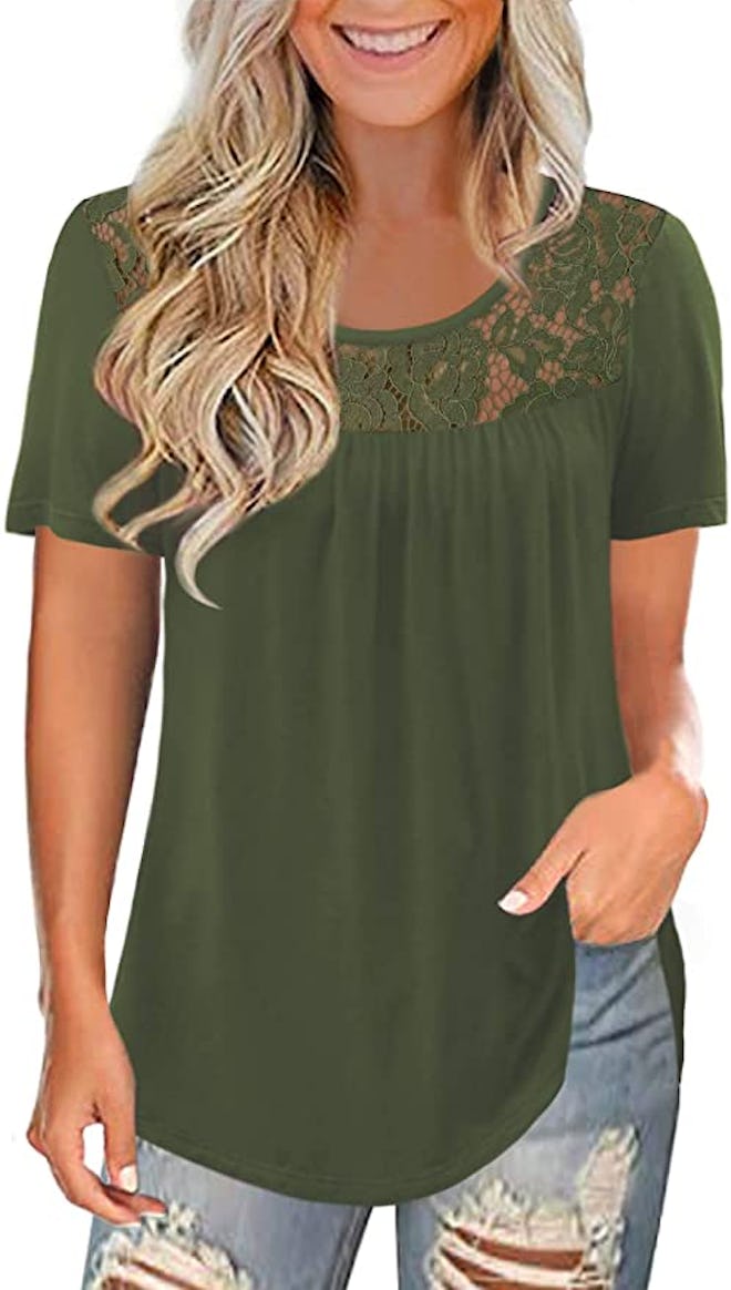 LETDIOSTO Lace Tunic Top