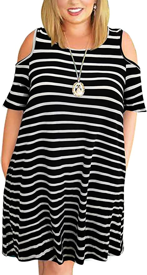 Nemidor Cold Shoulder T Shirt Dress