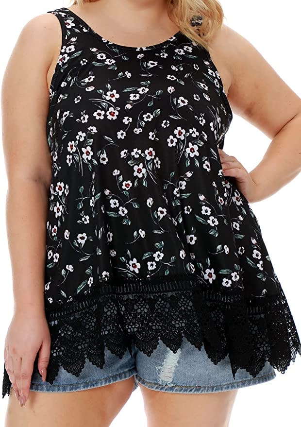 XiaoMaAnJi Flowy Lace Tank Top