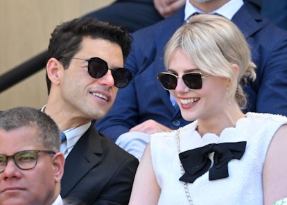 Lucy Boynton and Rami Malek wearing sunglasses at Wimbledon