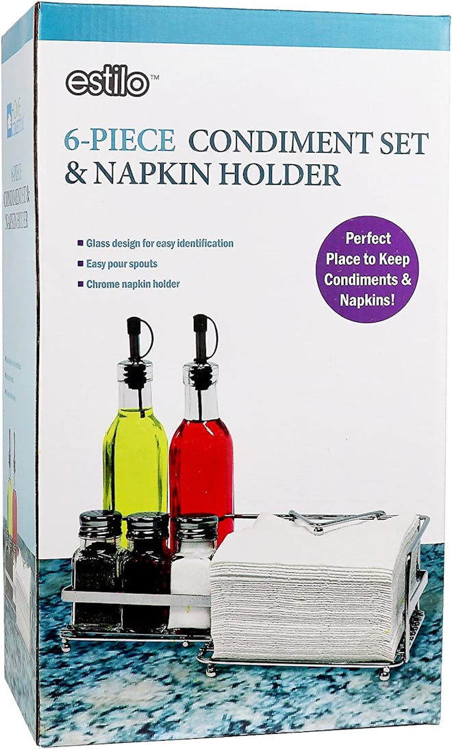 Estilo Oil And Vinegar Napkin Holder Combo Set