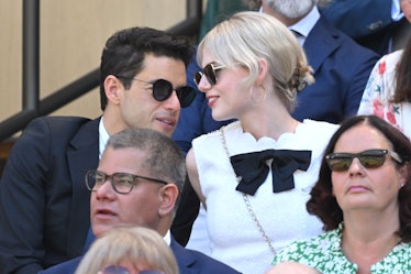 Lucy Boynton and Rami Malek wearing sunglasses at Wimbledon
