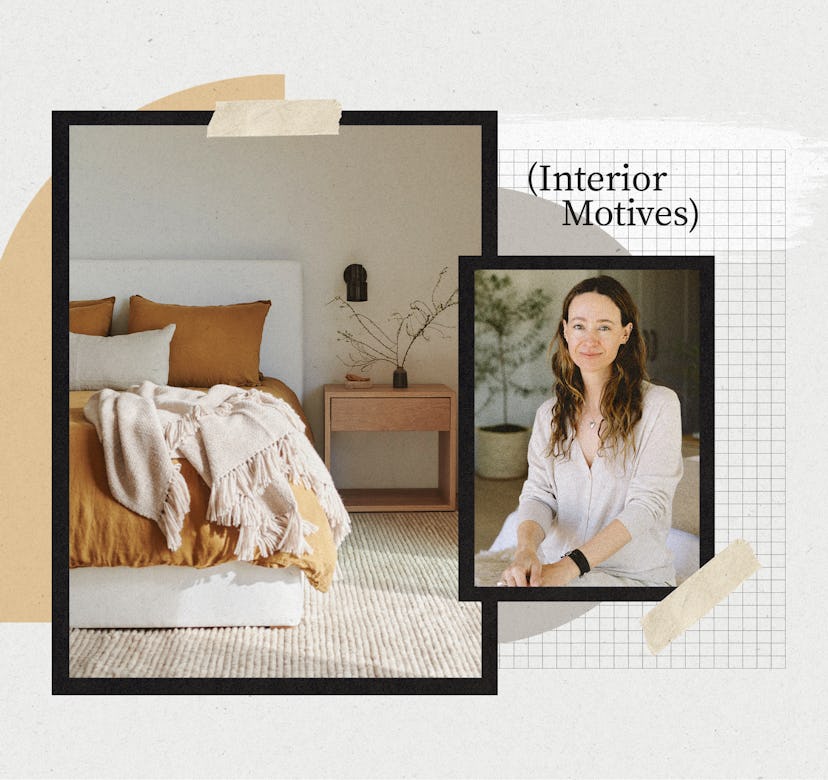 Jenni Kayne next to her santa ynez ranch home bedroom