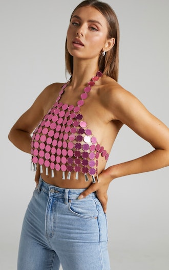 Visions Sequined Crop Top