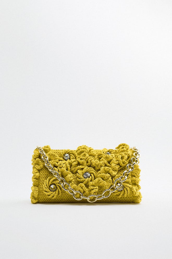 Zara yellow ruffled shoulder bag