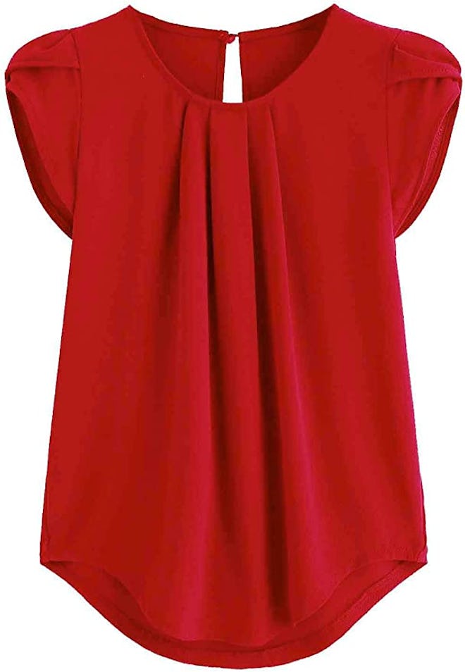 Milumia Pleated Keyhole Blouse