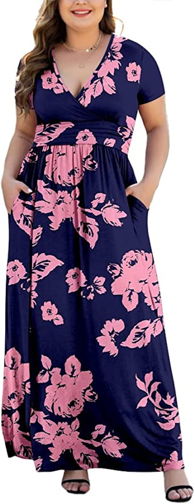 HAOMEILI V Neck Maxi Dress