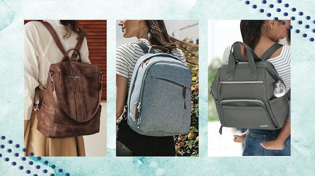 Three Side By Side Pictures Of Girls Wearing Different Backpacks
