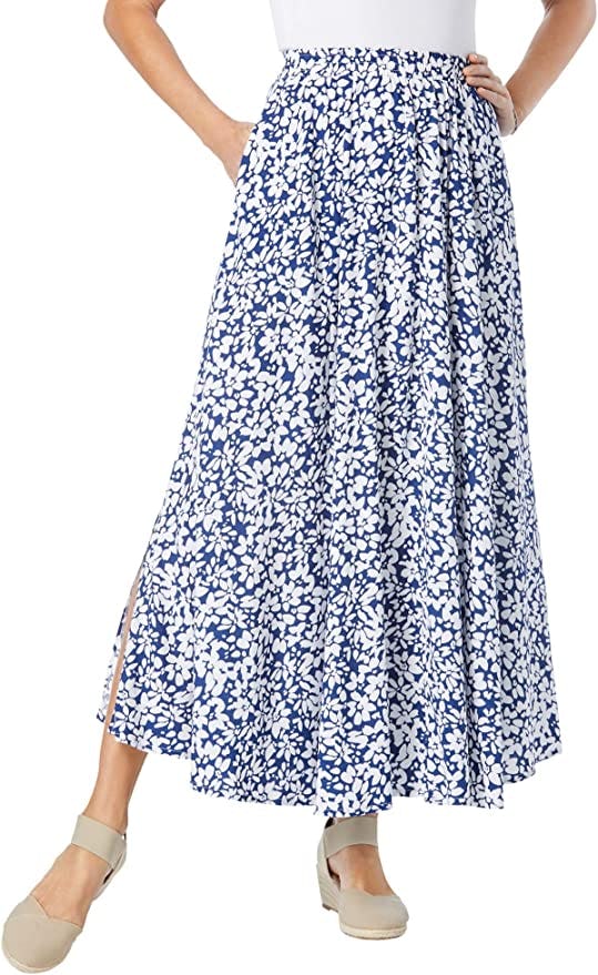 Woman Within Pull-On Elastic Waist Soft Maxi Skirt