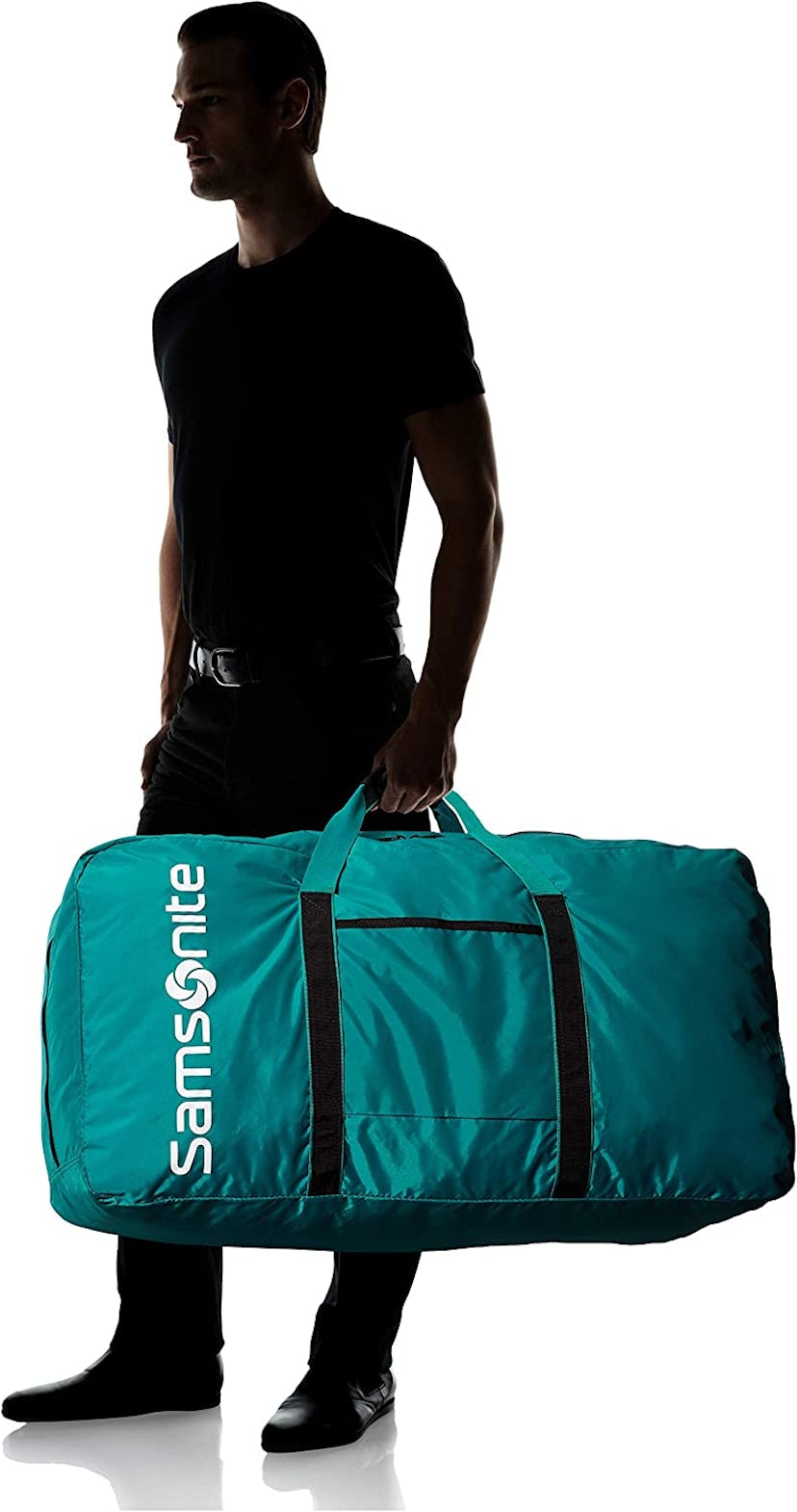 Man carrying Samsonite duffel bag, one of the best gifts for college students