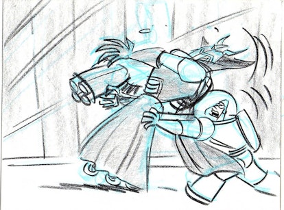 Zurg vs Buzz in Al’s Toy Barn in early Toy Story 2 storyboards.