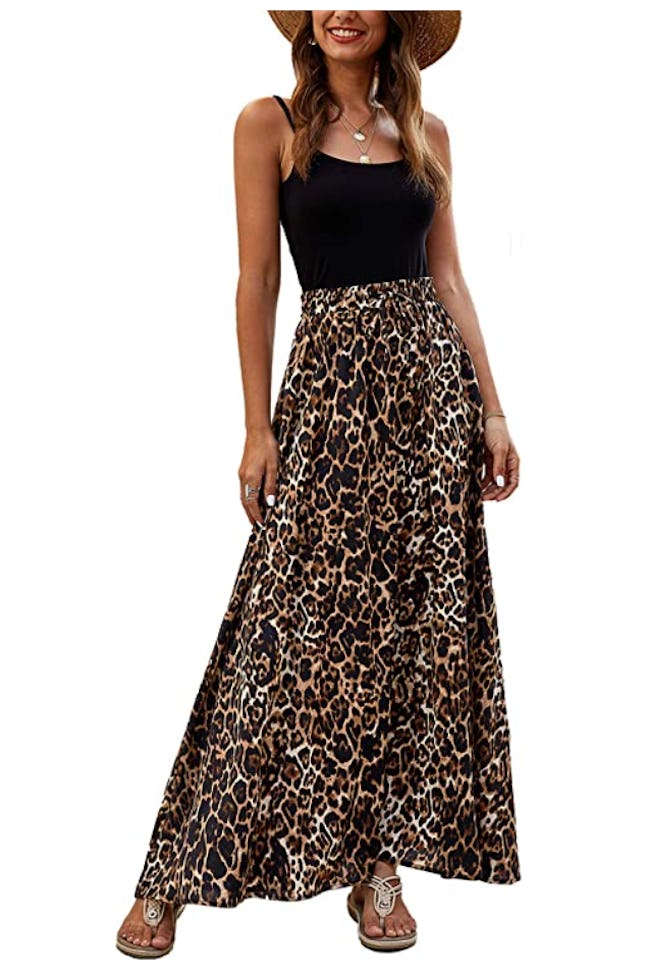 Bluetime Leopard Print Long Skirt